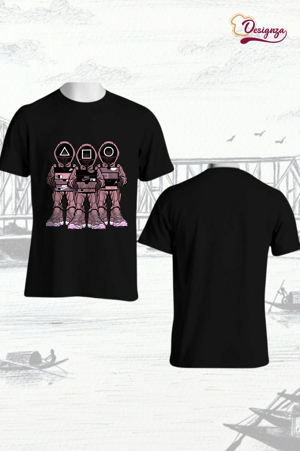 Unisex Bio-Washed Cotton Black Polo T-Shirt with Anime Design - Image 2