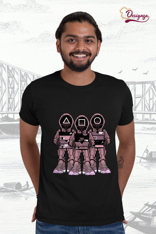 Unisex Bio-Washed Cotton Black Polo T-Shirt with Anime Design - Image 4