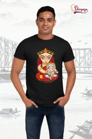 Unisex Bio-Wash Pure Cotton Bengali Typography “পূজা” Printed T-Shirt