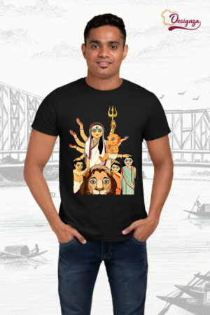 Unisex Bio-Wash Pure Cotton Bengali Typography “পূজা” Printed T-Shirt