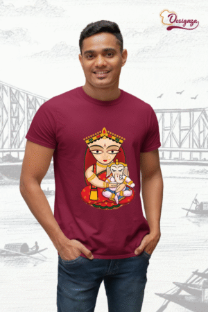 Unisex Bio-Wash Pure Cotton Bengali Typography “পূজা” Printed T-Shirt