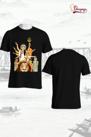 Unisex Bio-Wash Pure Cotton Bengali Typography “পূজা” Printed T-Shirt