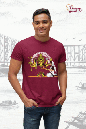 Unisex Bio-Wash Pure Cotton Bengali Typography “পূজা” Printed T-Shirt